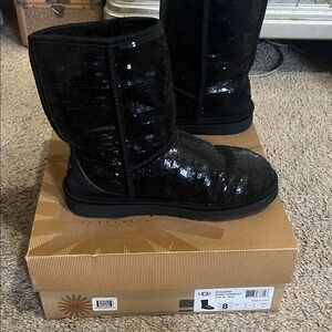 UGG Shiny Black Sequin Boots